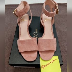 NIB NWT New In Box JCrew J.crew Wide Strap Penny Sandals in Suede Frosted Taupe